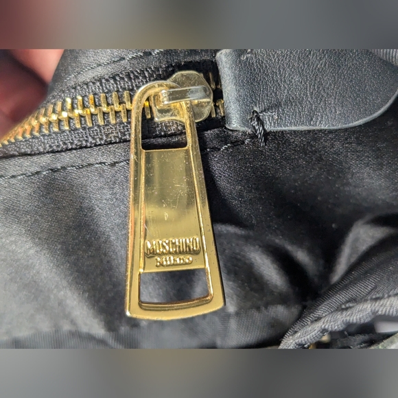 MOSCHINO Black Nylon Leather Trim Backpack Gold-tone Logo - Picture 14 of 14